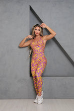 Bright Yellow & Purple Pockets Leopard Jumpsuit