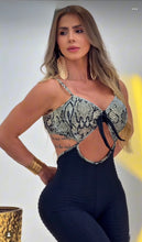Bow Front Grey Snake Wallpaper Jumpsuit