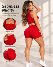 Red Motion Ribbed Shorts Set