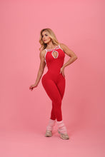 Amy Red Jumpsuit (Baby Pink Border)