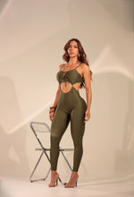 Textured Lazed Militar Green Jumpsuit