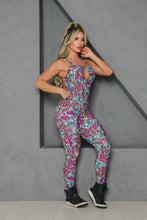 Aqua, Purple & Coral Strappy Snake Jumpsuit
