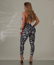 Black Tropical Open Back Jumpsuit