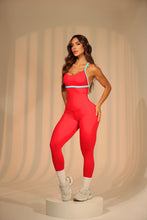 Red Fitness Fashion Jumpsuit (Baby Blue Border)