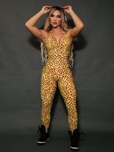 Yellow & Brown Pockets Leopard Jumpsuit
