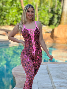Extra Lazed Mixed Pink Leopard Jumpsuit