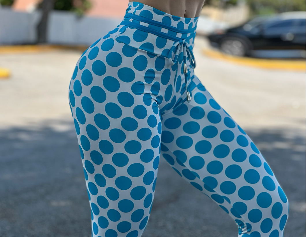 Twisted Blue Polka Dots Leggings