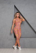 Bright Yellow & Purple Pockets Leopard Jumpsuit