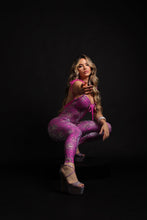 Lazed Pink Snake Open Back Jumpsuit