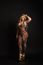 Open Back Leopard Jumpsuit (Green Pockets)