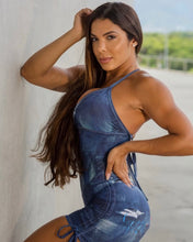 Bow Ripped Jeans Short Jumpsuit