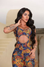 Orange and Blue Tropical Open Ashanti Jumpsuit