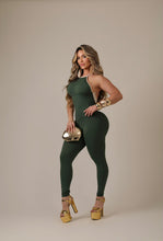 Green & Champagne Open Back Jumpsuit