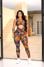 Orange and Blue Tropical Open Ashanti Jumpsuit