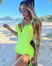 Fabulous Bow Wallpaper Short Jumpsuit (Neon)