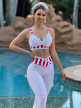 Red Border Striped Bubble Textured Set ( White )