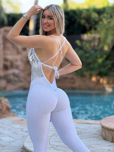 Semi White Wallpaper Beach Sand Jumpsuit