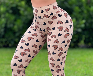 Brown Hearts Mila Leggings