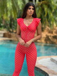 Girly Lazed Polka Jumpsuit