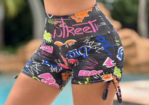 Black Graffiti Shorts