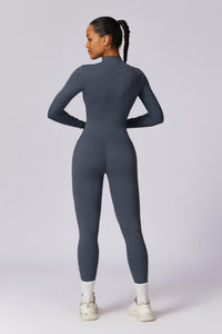 Grey Winter Sports Zipper Jumpsuit (Sleeves)