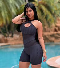 Black Summer Mesh Wallpaper Short Jumpsuit