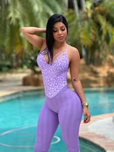 Purple Leopard Wallpaper Jumpsuit