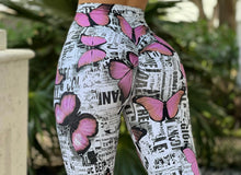 Newspaper Butterfly Leggings (Pink)