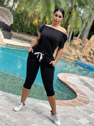 Casual Pockets Sided Jumpsuit (Black)