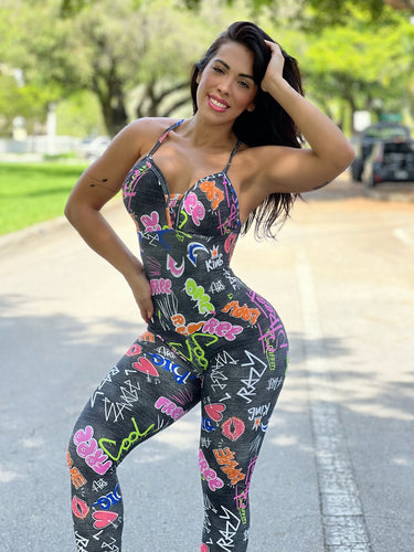 Graffiti Jumpsuit (Black Jeans)