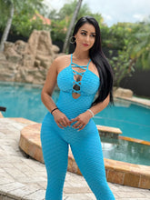 Sexy Lazed Bubble Textured Jumpsuit (Turquoise)