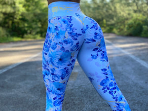 Blue Flora Leggings